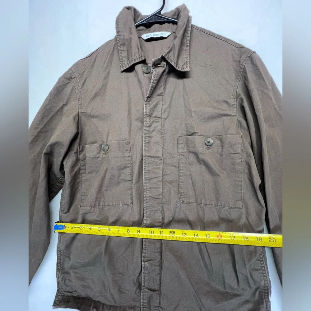 Zara‎ Men’s Twill Utility Coat Brown-Small